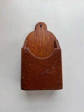 Vintage Wall-Mounted Wooden Mail Pocket in Warm Brown